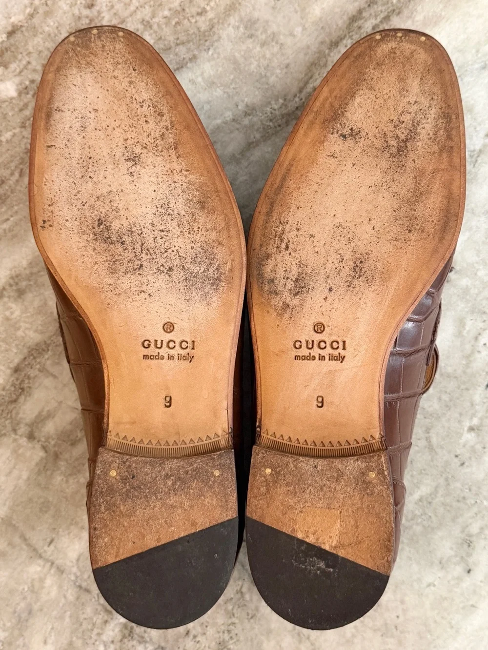 GUCCI JORDAAN CROCODILE LOAFERS BROWN HORSEBIT 1953 9 /  9.5 US  $4500 ALLIGATOR